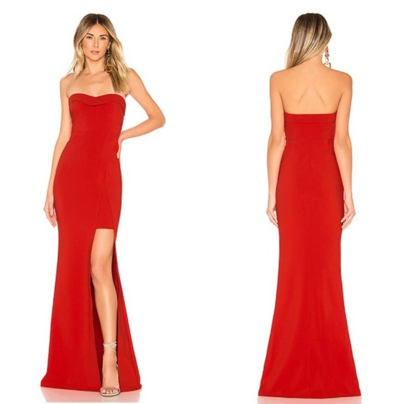 Likely Dresses & Skirts - LIKELY Ella Dress Strapless Gown Sweetheart Neckline Formal Crepe Maxi Scarlet